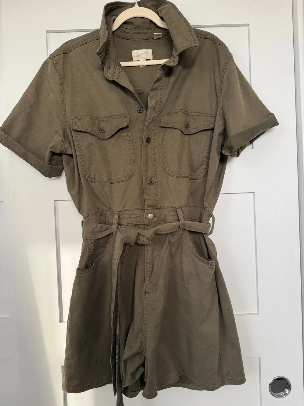 Universal Thread Olive Utility Tie-Waist Romper Shorts